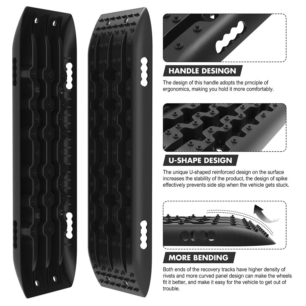 X-BULL Recovery tracks Boards 10T 2 Pairs/ Sand / Mud / Snow Mounting Bolts Pins Gen 2.0 -Black 4