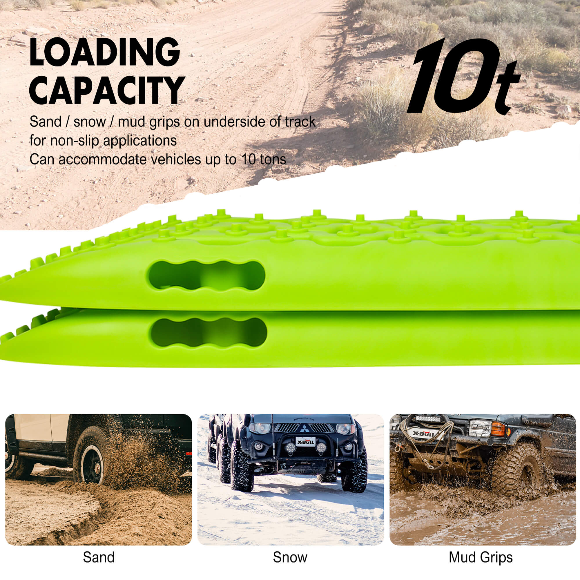 X-BULL Recovery Tracks Boards 10T 2PCS Truck Snow Mud 4WD Offroad Gen2.0 91cm Green 3