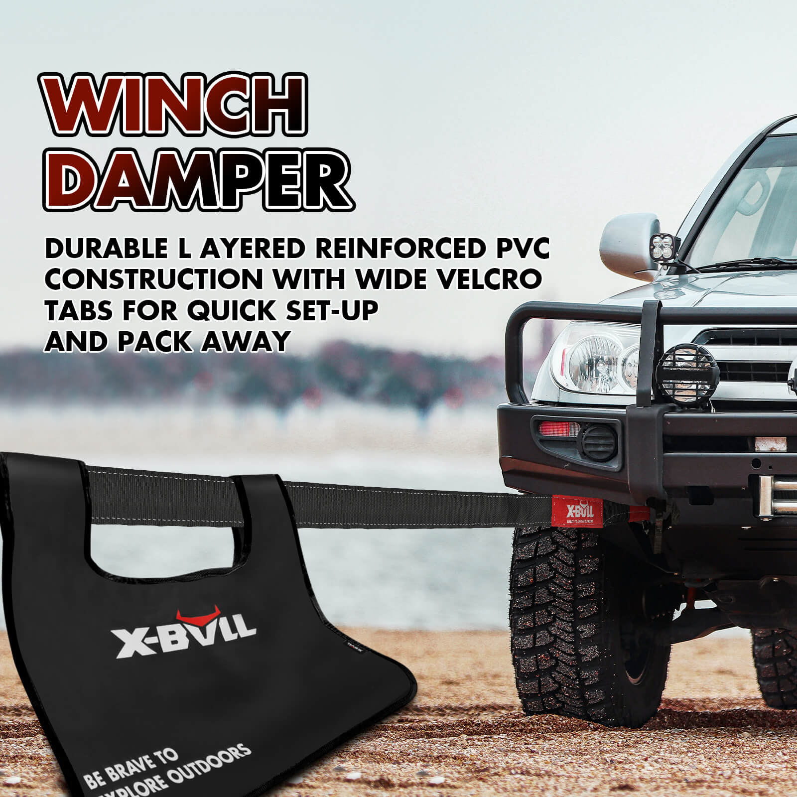 X-BULL Recovery Kit Kinetic Recovery Rope With Hitch Receiver 5T Recovery Receiver 5
