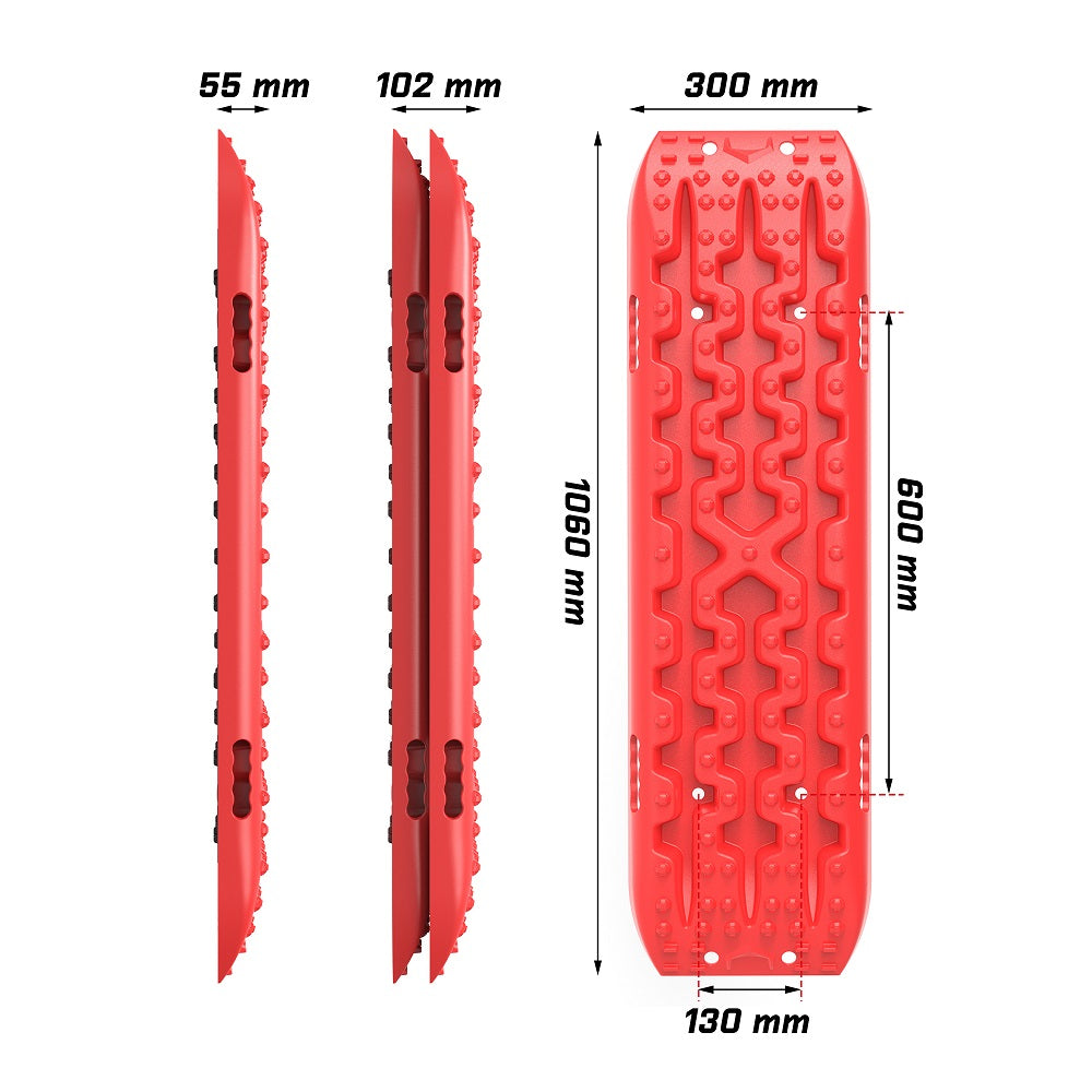 X-BULL Recovery tracks Boards 10T 2 Pairs Sand Mud Snow With Mounting Bolts pins Red 3
