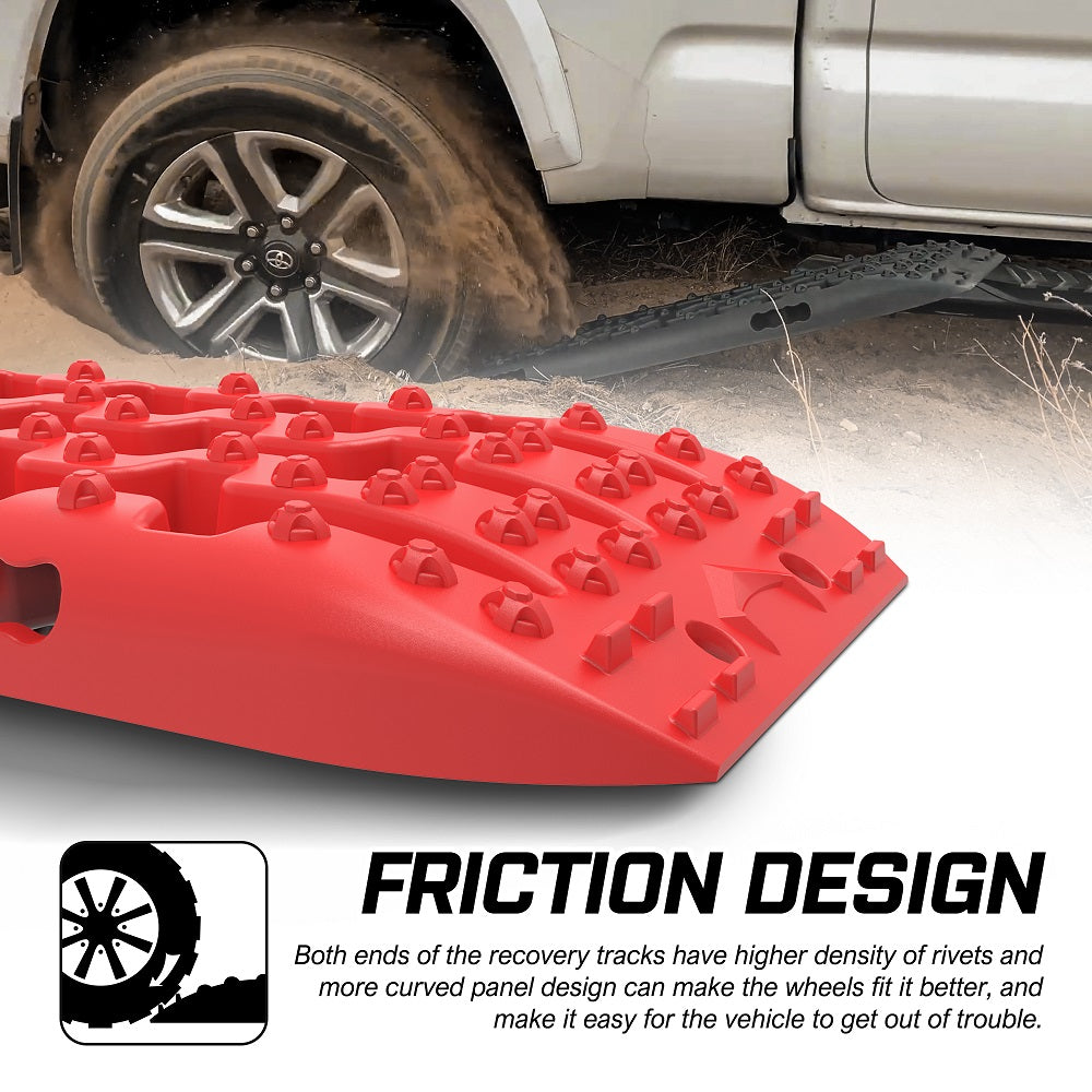 X-BULL Recovery tracks Boards 10T 2 Pairs Sand Mud Snow With Mounting Bolts pins Red 8