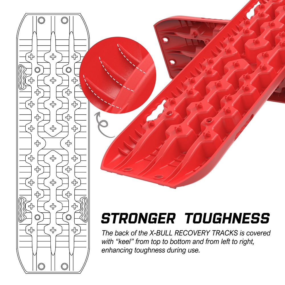 X-BULL Recovery tracks Boards 10T 2 Pairs Sand Mud Snow With Mounting Bolts pins Red 5