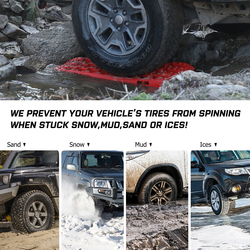 X-BULL Recovery tracks Boards 10T 2 Pairs Sand Mud Snow With Mounting Bolts pins Red 6