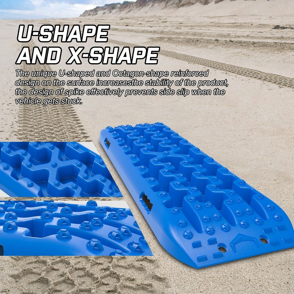 X-BULL Recovery tracks Boards 10T 2 Pairs Sand Mud Snow With Mounting Bolts pins Blue 6