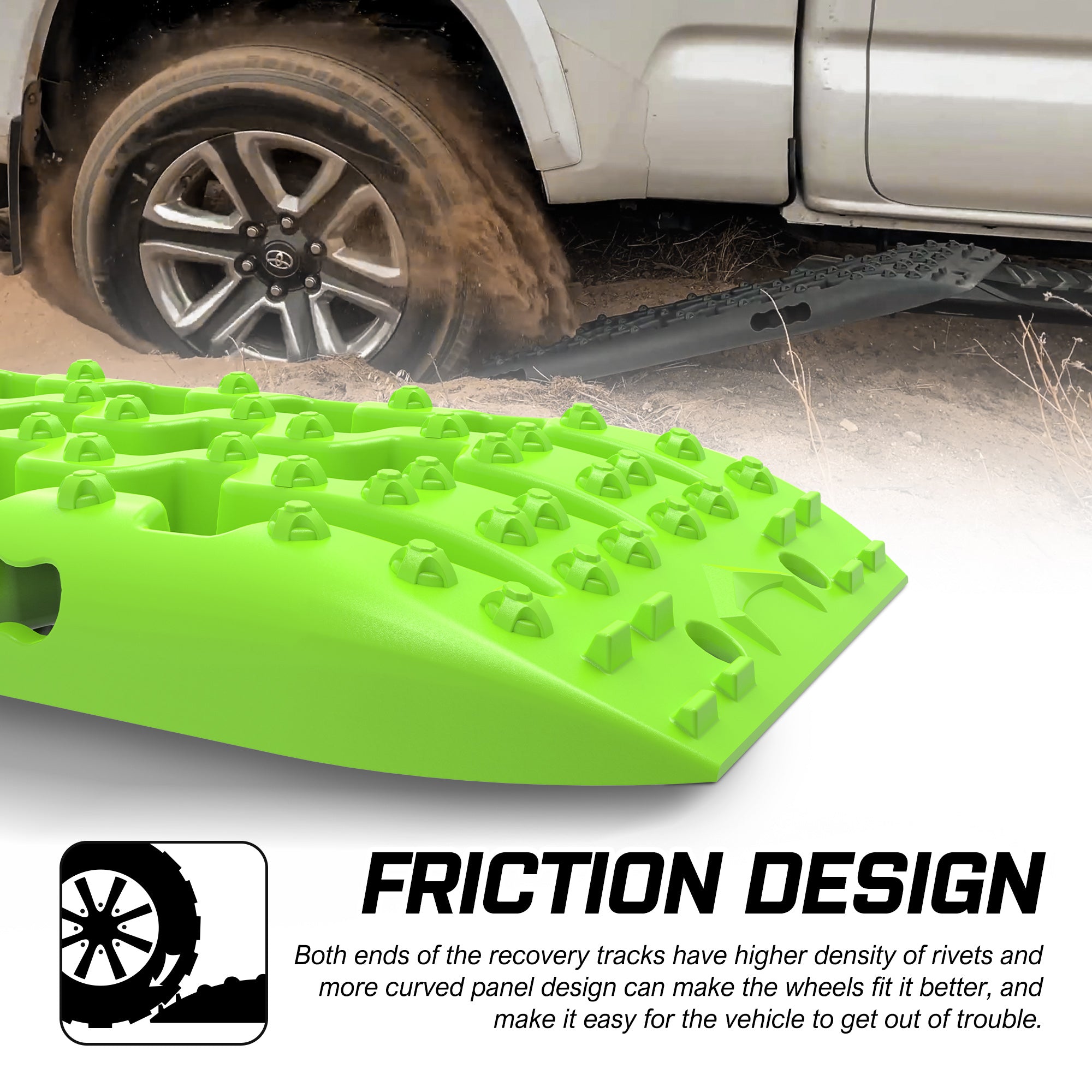X-BULL Recovery tracks Boards 10T 2 Pairs Sand Mud Snow With Mounting Bolts pins Green 5