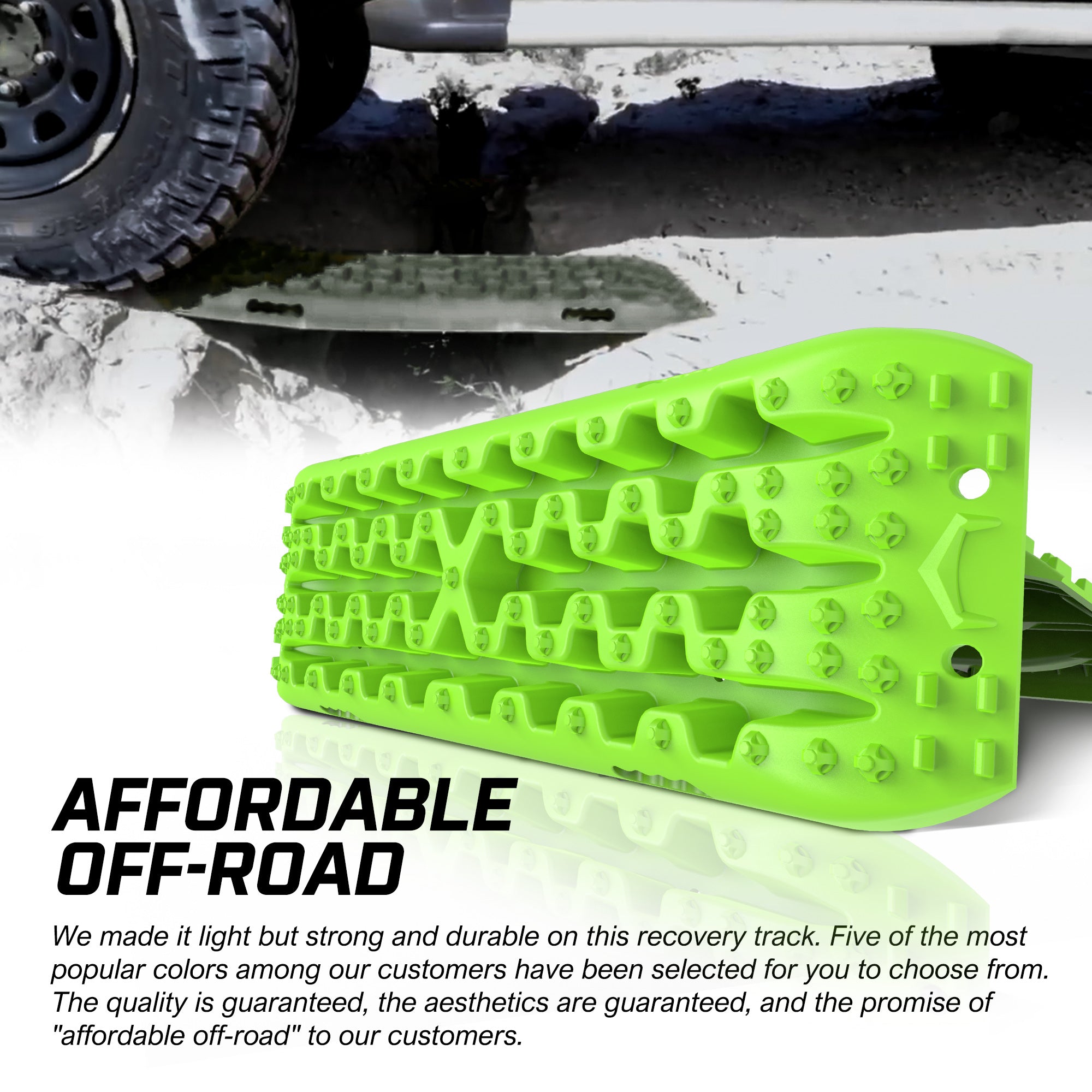 X-BULL 2PCS Recovery Tracks Snow Tracks Mud tracks 4WD With 4PC mounting bolts Green 6