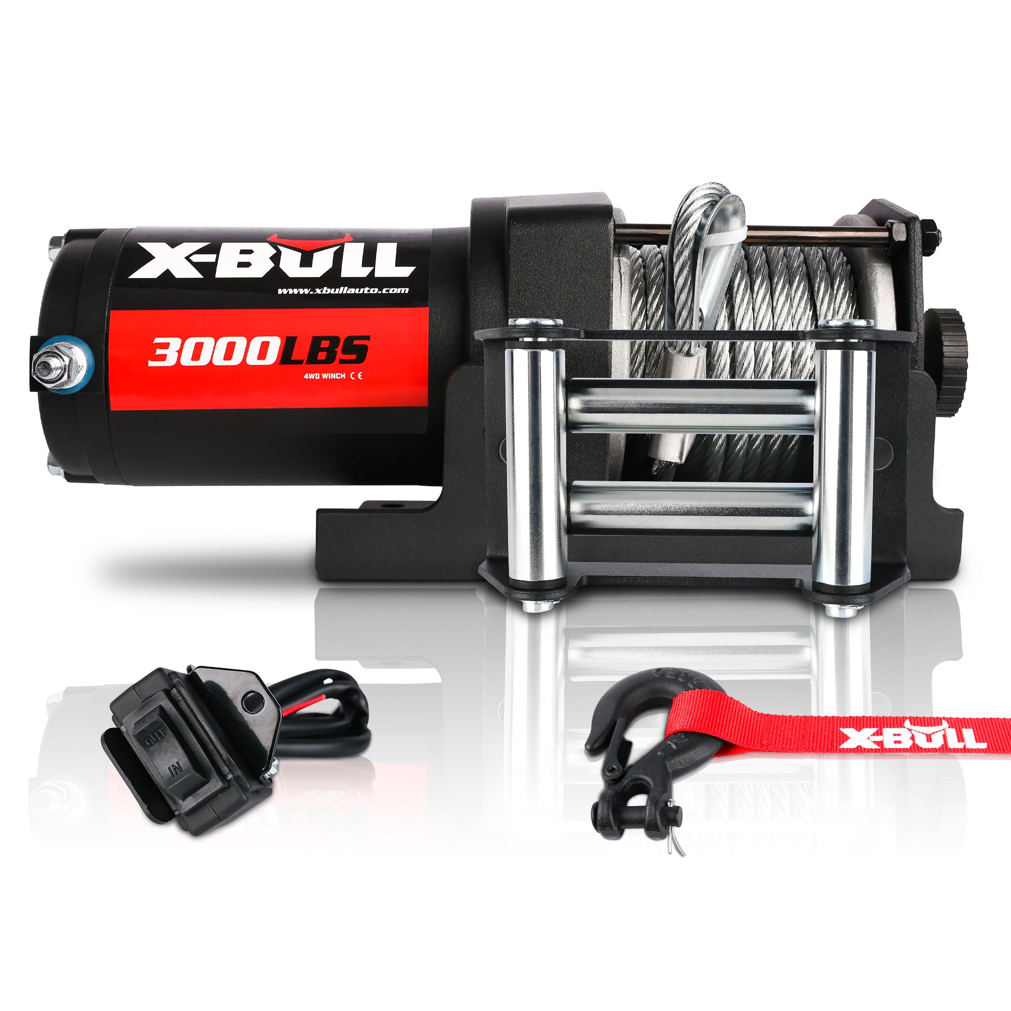 X-BULL 3000LBS Electric Winch Steel Wire Cable 12V Boat ATV UTV Winch Trailer 4 Units 8