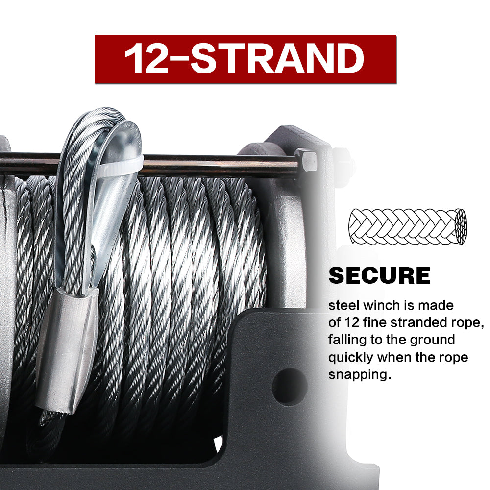 X-BULL Electric Winch 12V 3000LBS Steel Cable Wireless remote ATV UTV Boat Trailer 23