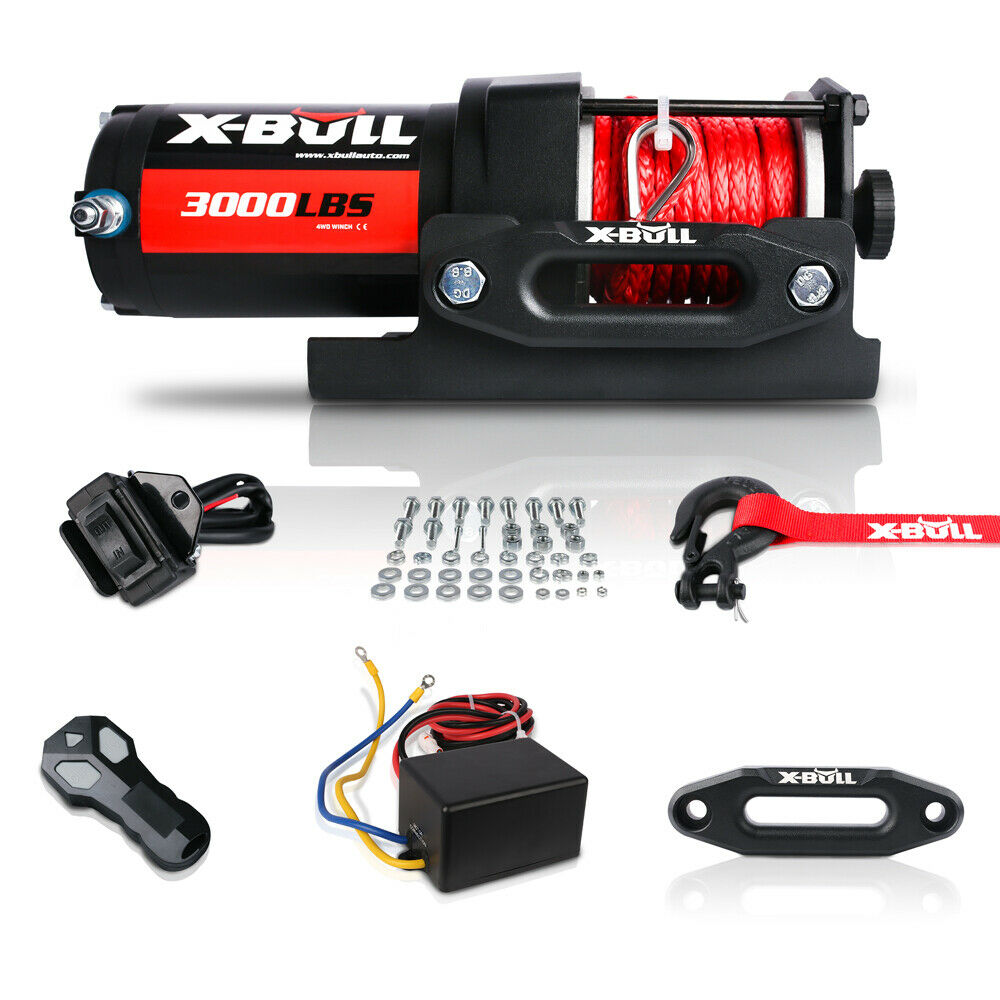 X-BULL Electric Winch 12V Wireless 3000lbs/1360kg Synthetic Rope BOAT ATV 4WD 9