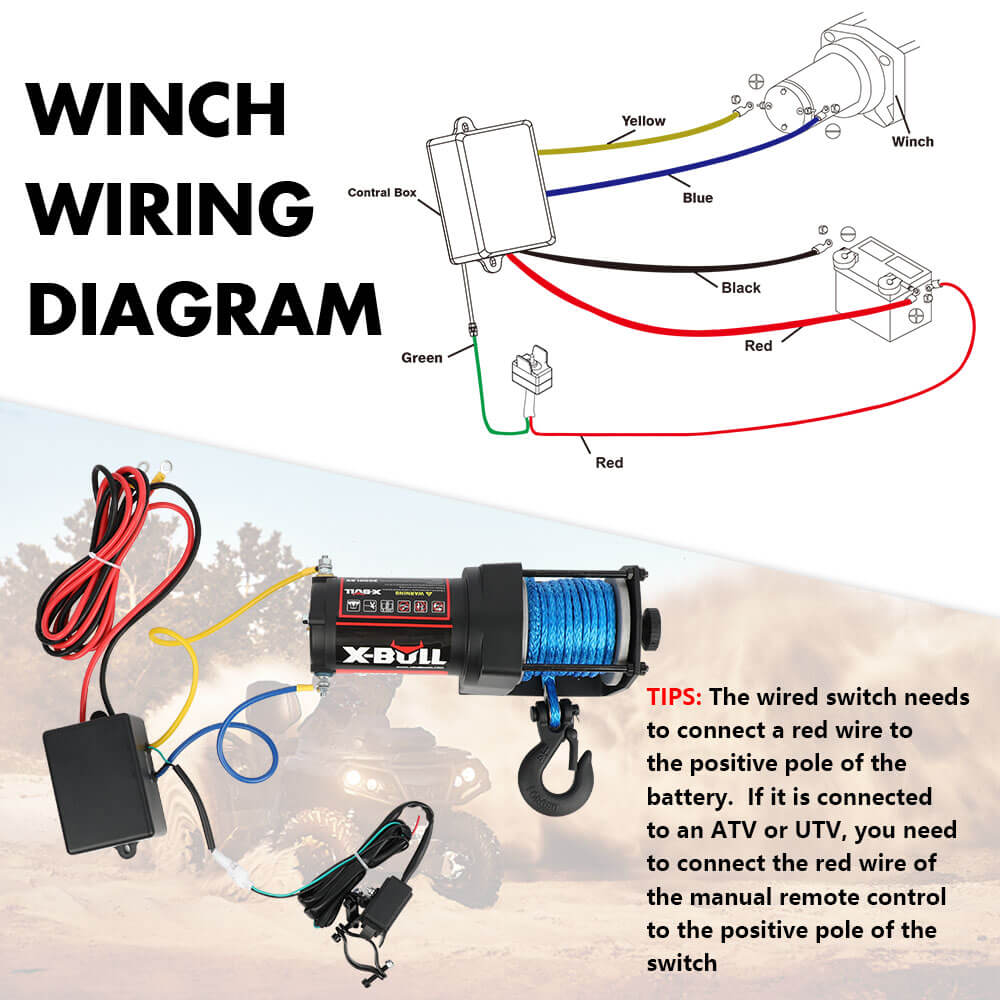 X-BULL 12V Electric Winch 3000LB ATV Winch Boat Trailer Winch Synthetic Rope 3