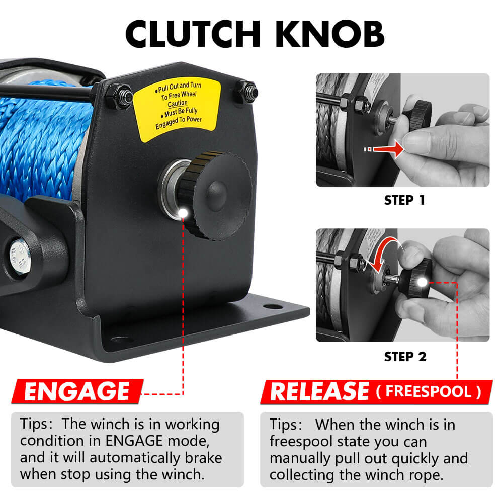 X-BULL 12V Electric Winch 3000LB ATV Winch Boat Trailer Winch Synthetic Rope 5