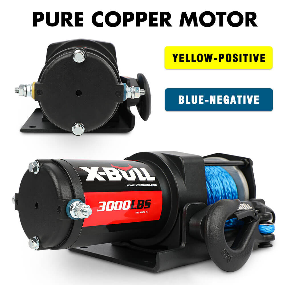 X-BULL 12V Electric Winch 3000LB ATV Winch Boat Trailer Winch Synthetic Rope 4