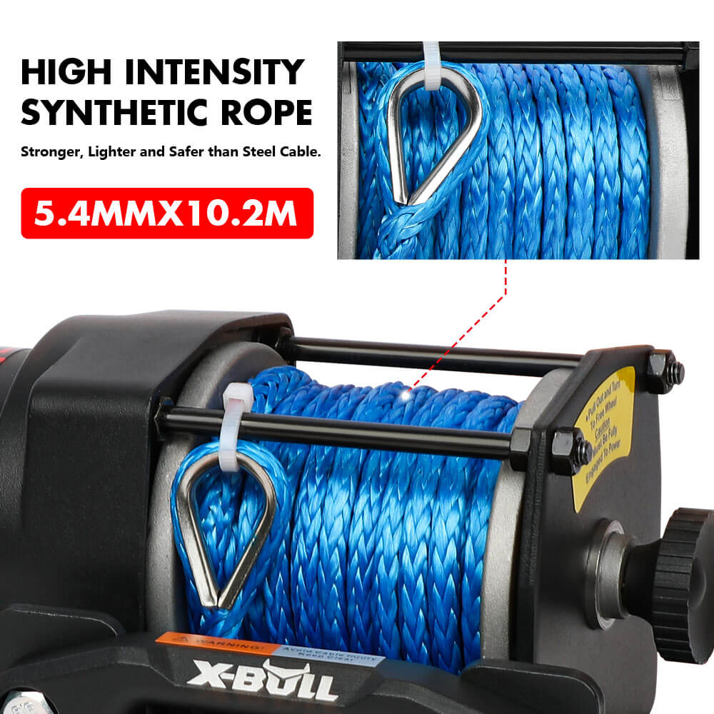 X-BULL 12V Electric Winch 3000LB ATV Winch Boat Trailer Winch Synthetic Rope 6