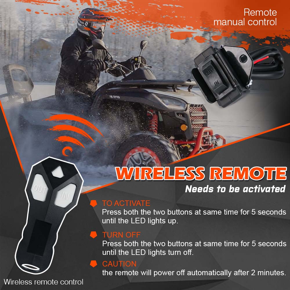X-BULL Electric Winch 12V 5000LBS Wireless Steel Cable ATV Boat With 13M Synthetic Rope 9