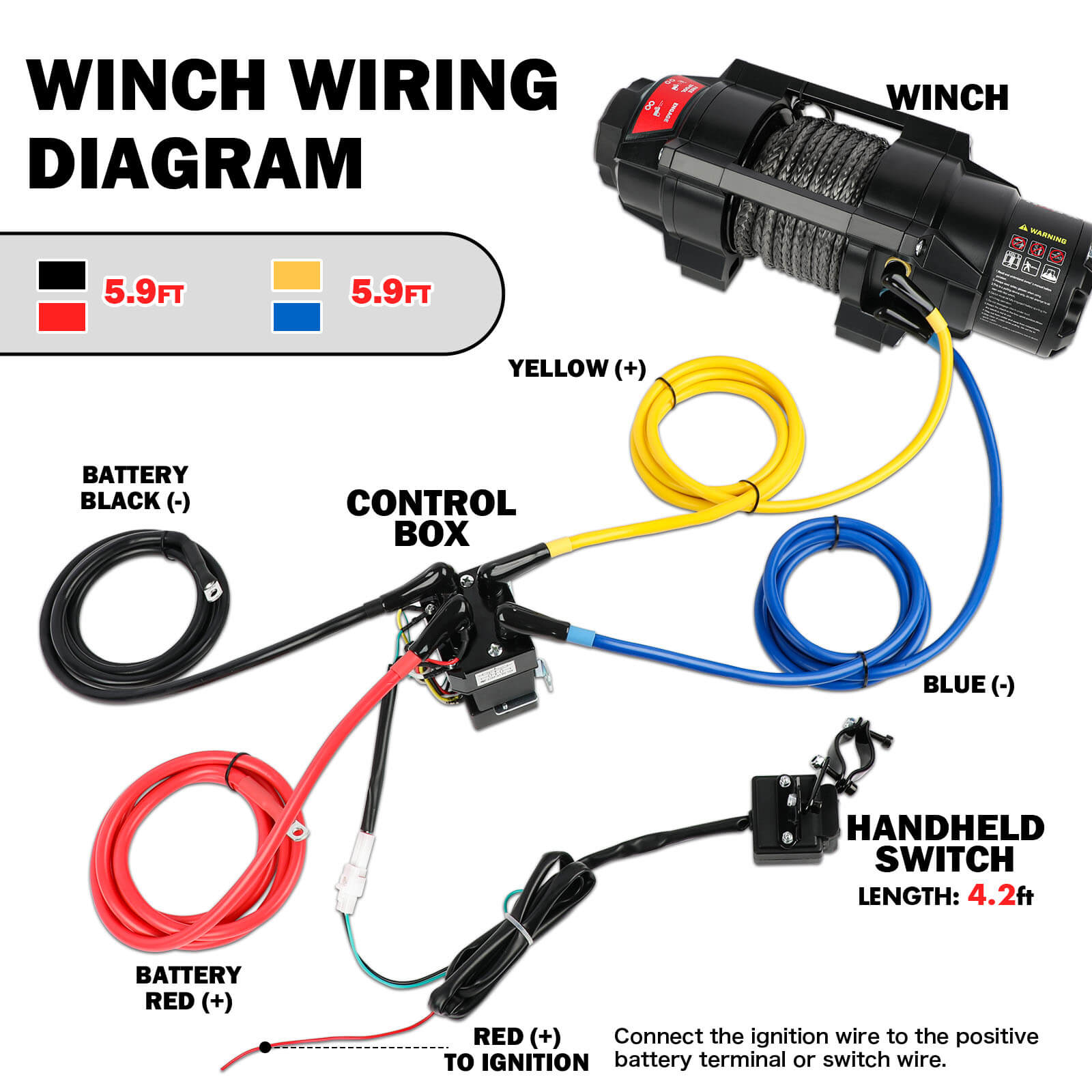 X-BULL 5000LBS Electric Winch 12V Synthetic Rope ATV UTV Boat Upgraded version 3