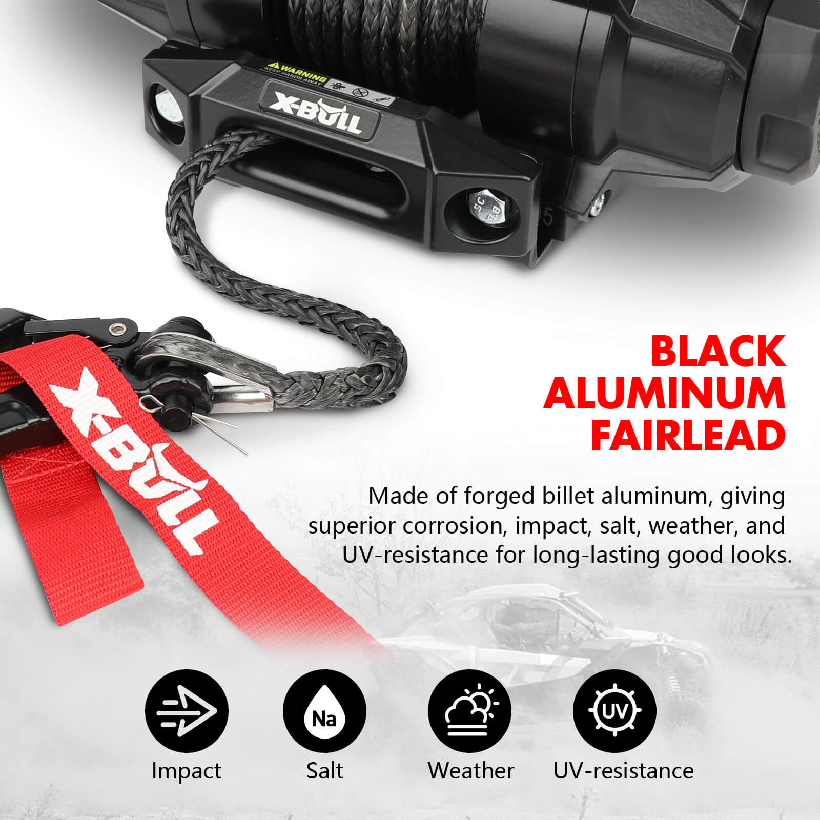 X-BULL 5000LBS Electric Winch 12V Synthetic Rope ATV UTV Boat Upgraded version 4