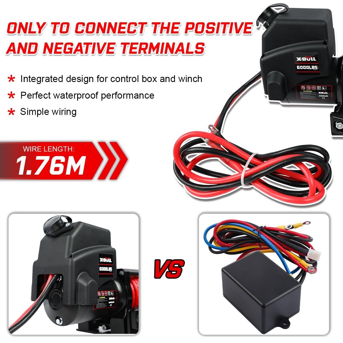 X-BULL Electric Winch 6000LBS 12V BOAT Synthetic Rope Wireless Remote 4WD ATV UTV 4