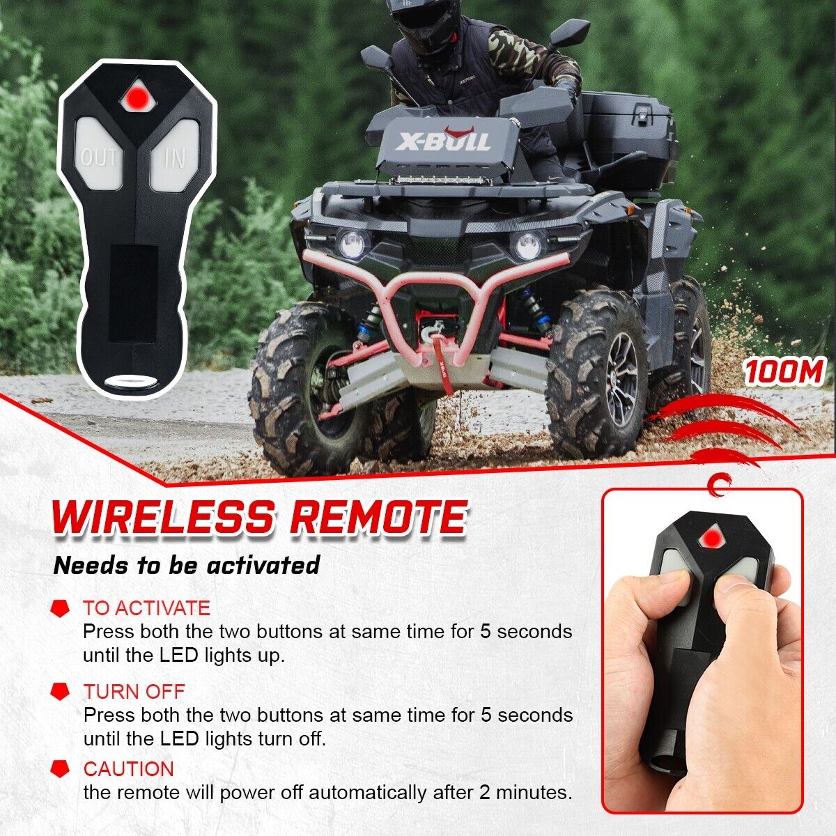 X-BULL Electric Winch 6000LBS 12V BOAT Synthetic Rope Wireless Remote 4WD ATV UTV 9