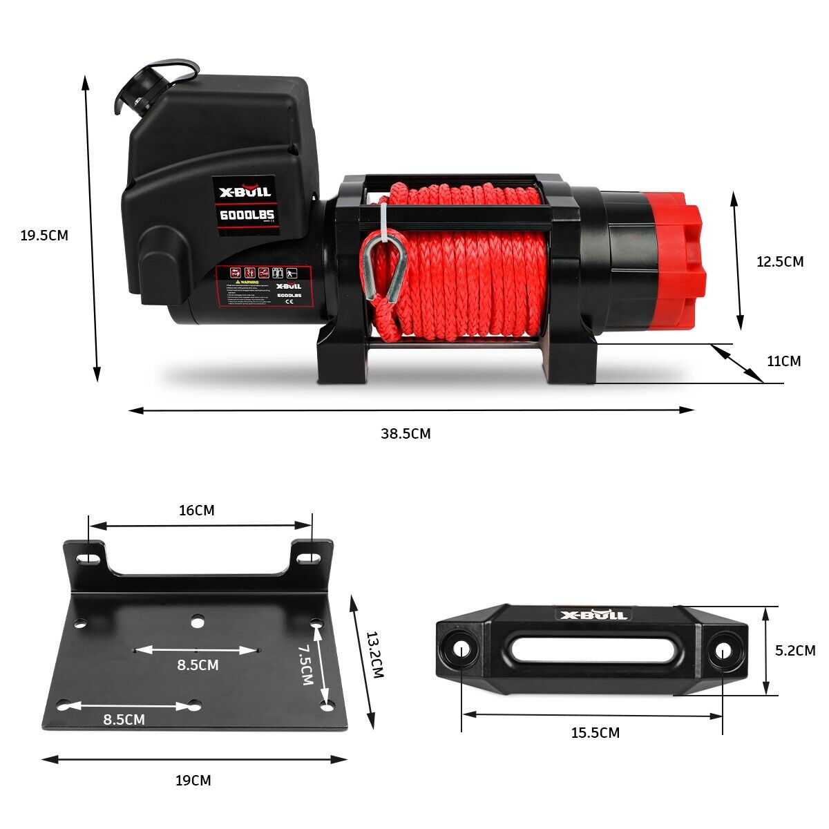 X-BULL Electric Winch 6000LBS 12V BOAT Synthetic Rope Wireless Remote 4WD ATV UTV 10