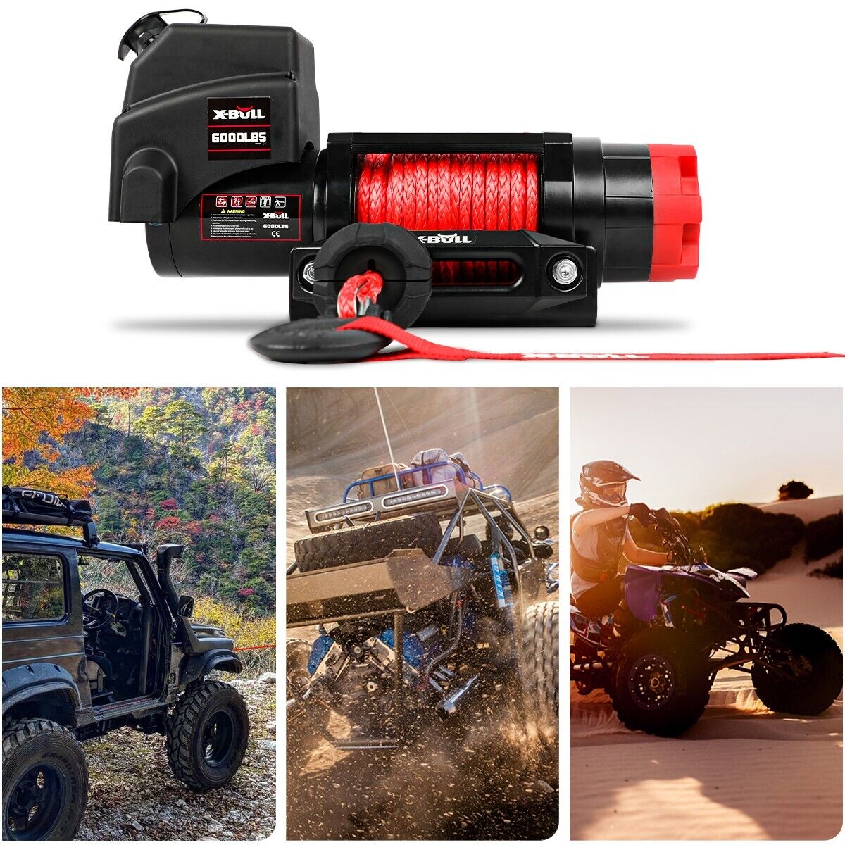 X-BULL Electric Winch 6000LBS 12V BOAT Synthetic Rope Wireless Remote 4WD ATV UTV 11