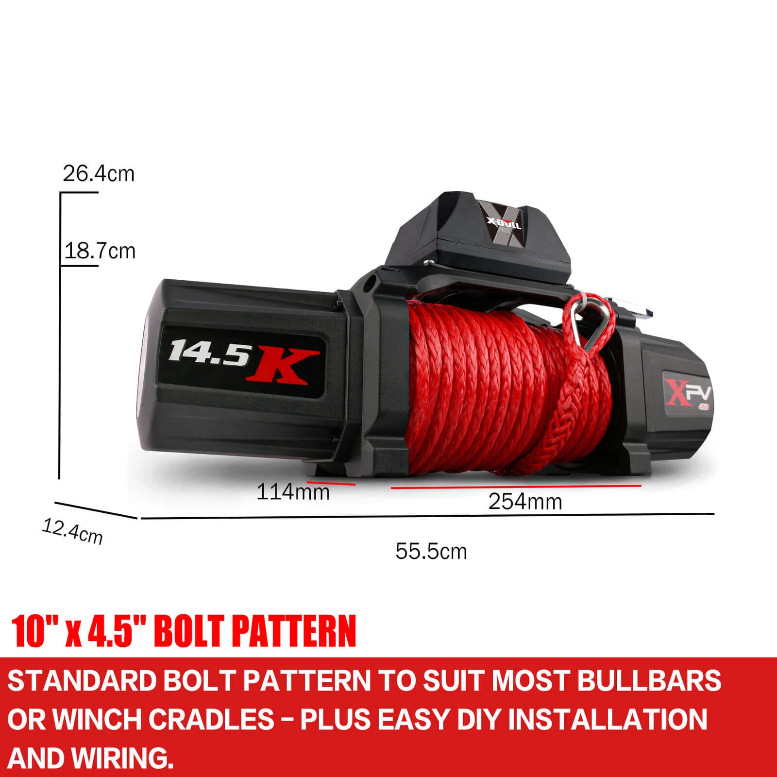 X-BULL 12V Electric Winch 14500LBS synthetic rope with 4PCS Recovery Tracks Gen3.0 Black 4