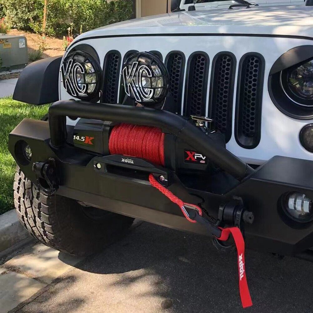 X-BULL 12V Electric Winch 14500LBS synthetic rope with 4PCS Recovery Tracks Gen3.0 Black 11