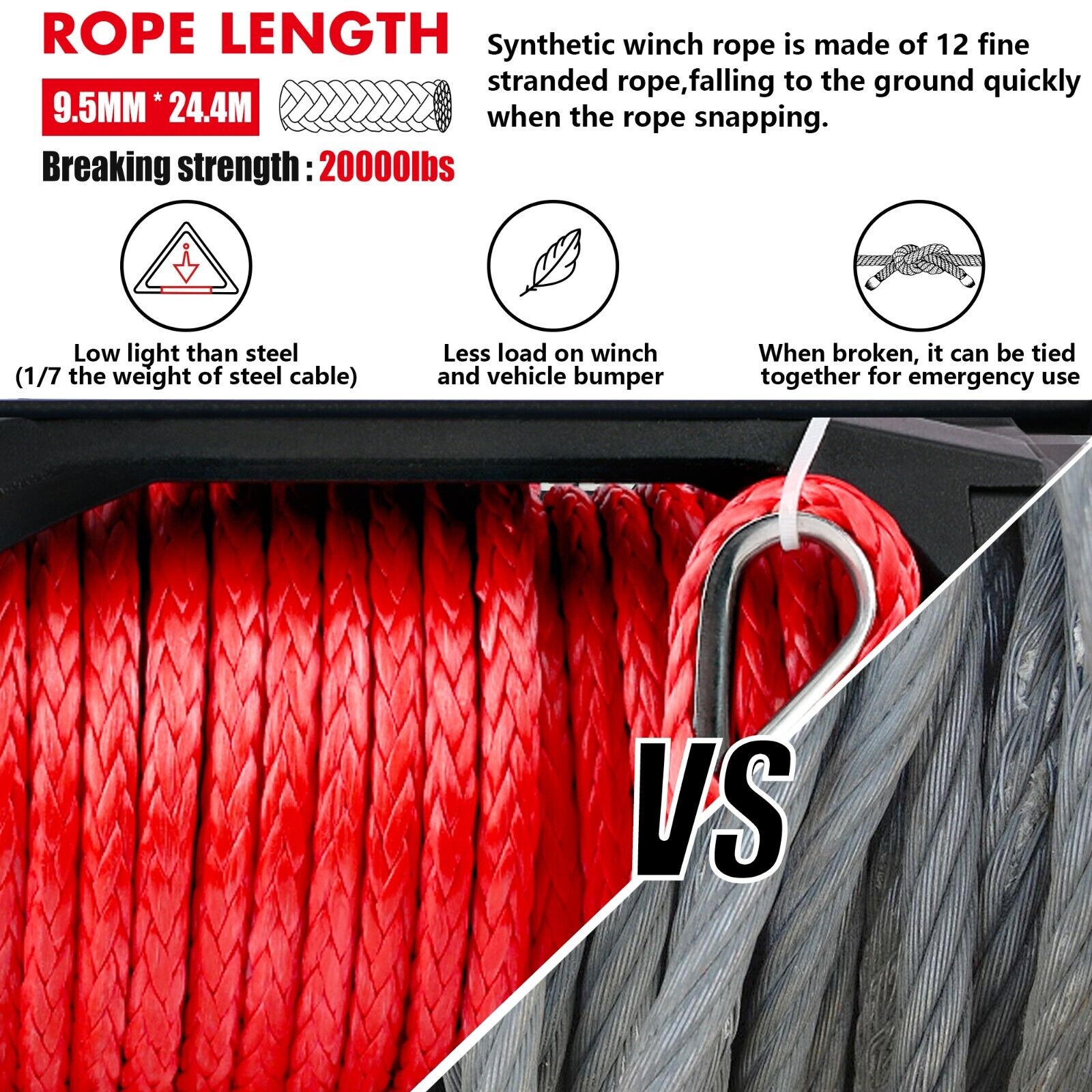 X-BULL Electric Winch 12V 14500LBS Synthetic Rope Wireless remote 4WD 4X4 Car Trailer 7