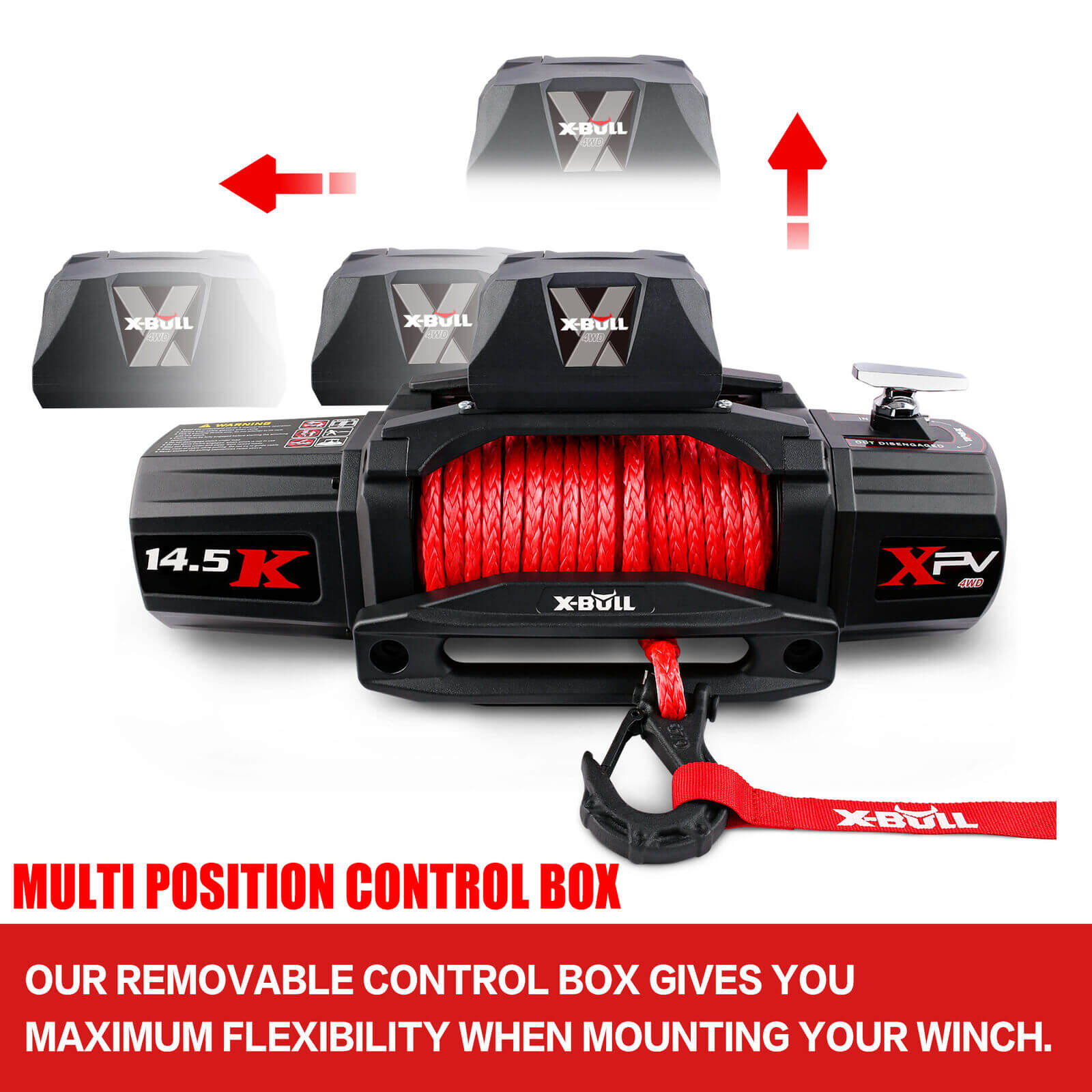X-BULL 4x4 Electric Winch 12V 14500LBS synthetic rope with winch mounting plate 3