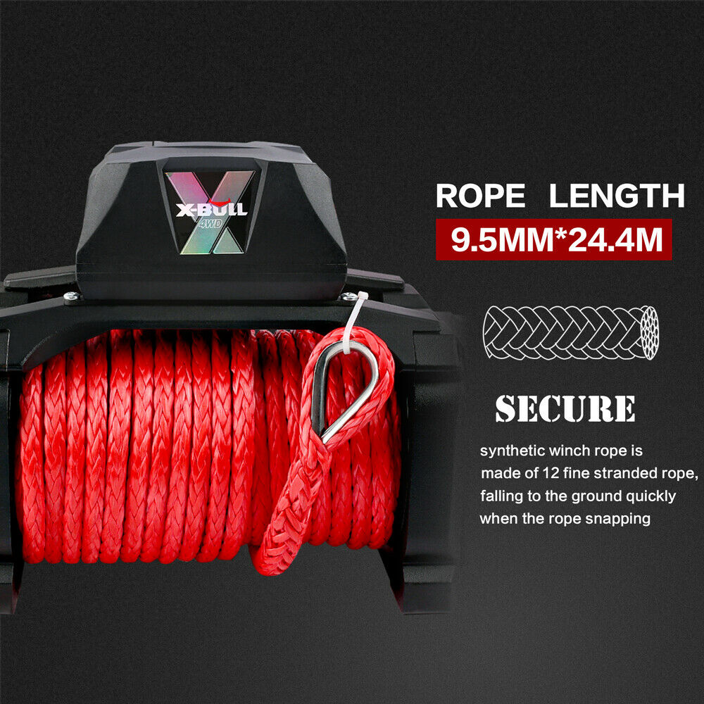 X-BULL Electric Winch 12V Synthetic Rope Wireless 14500LB Remote 4X4 4WD Boat 5