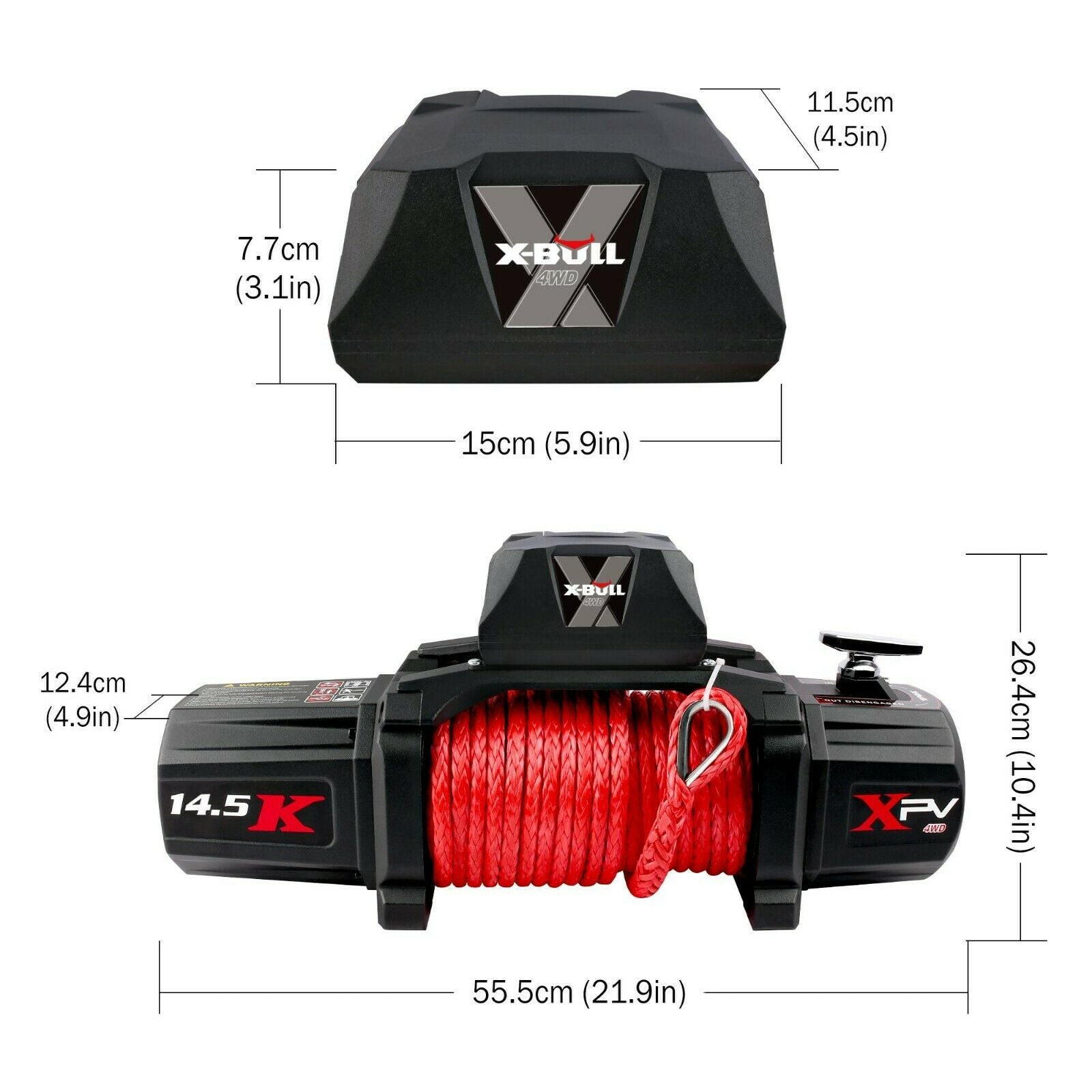 X-BULL Electric Winch 12V Synthetic Rope Wireless 14500LB Remote 4X4 4WD Boat 8