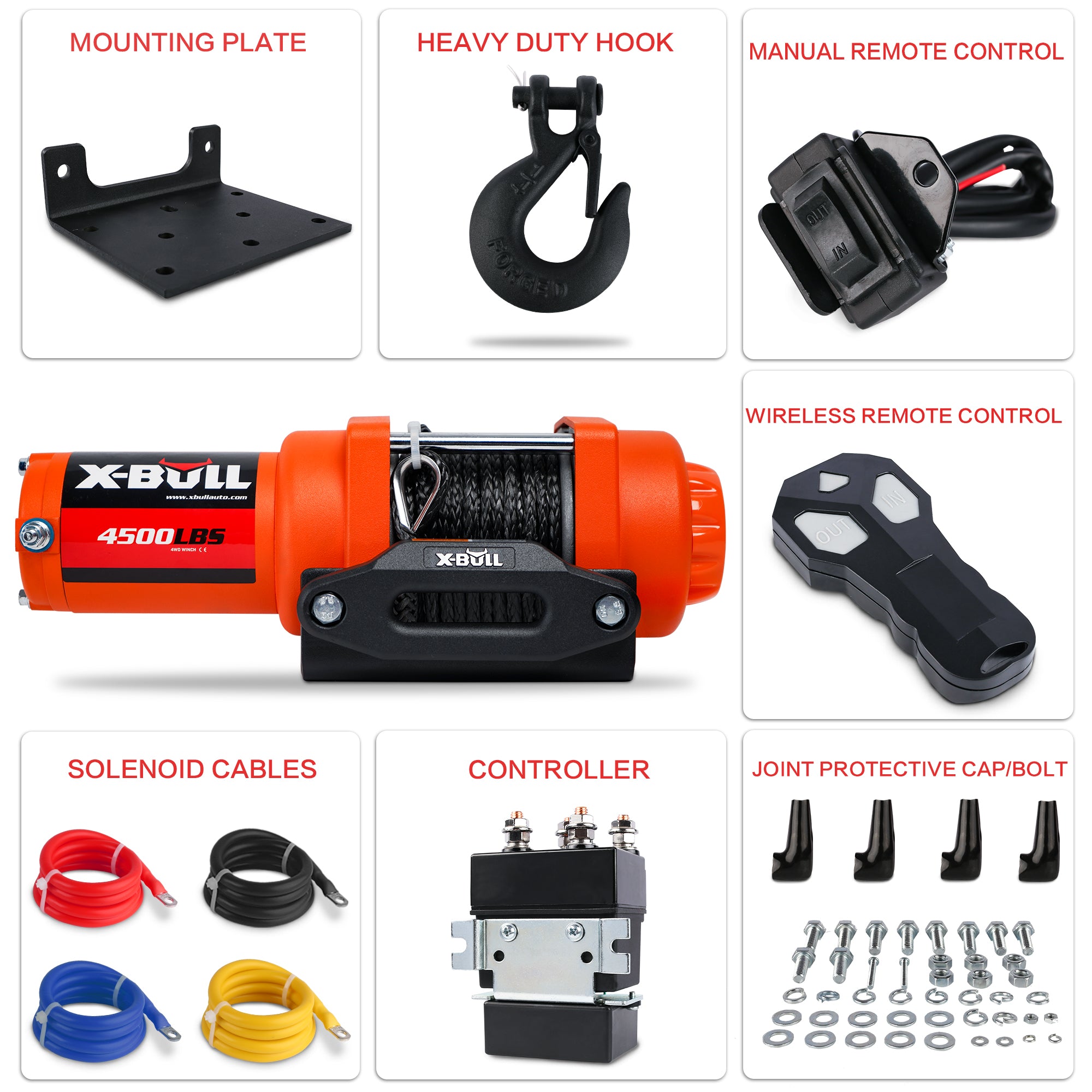 X-BULL Electric Winch 12V 4500LBS Synthetic Rope Wireless remote ATV UTV Boat Trailer 3