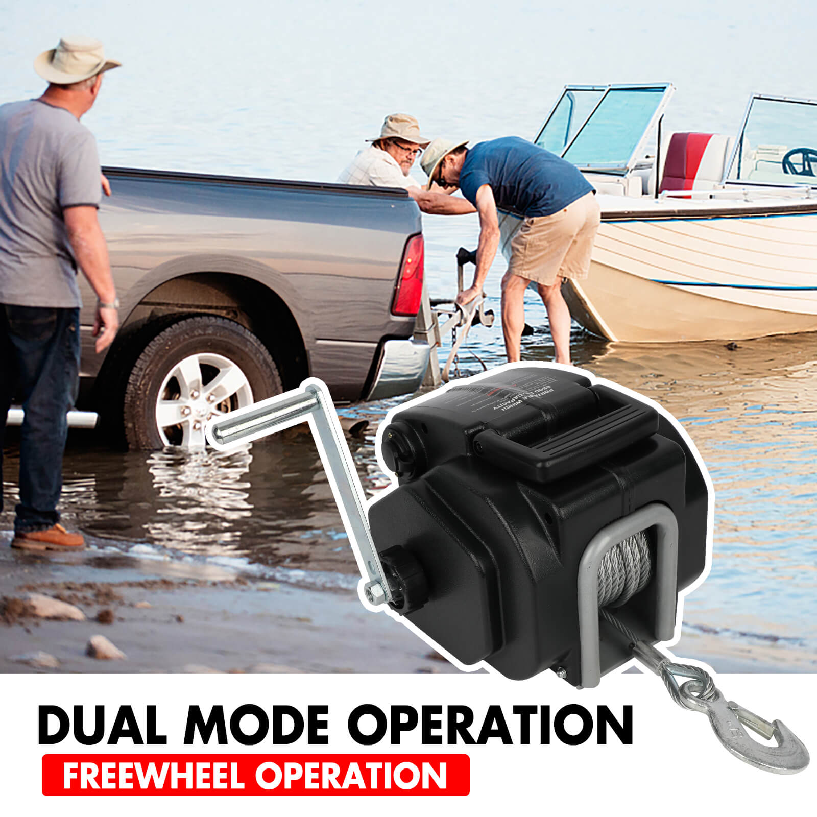 X-BULL Electric Boat Winch 12V 6500LBS Portable Detachable Steel Cable Marine Ship 3000KG 4WD 6