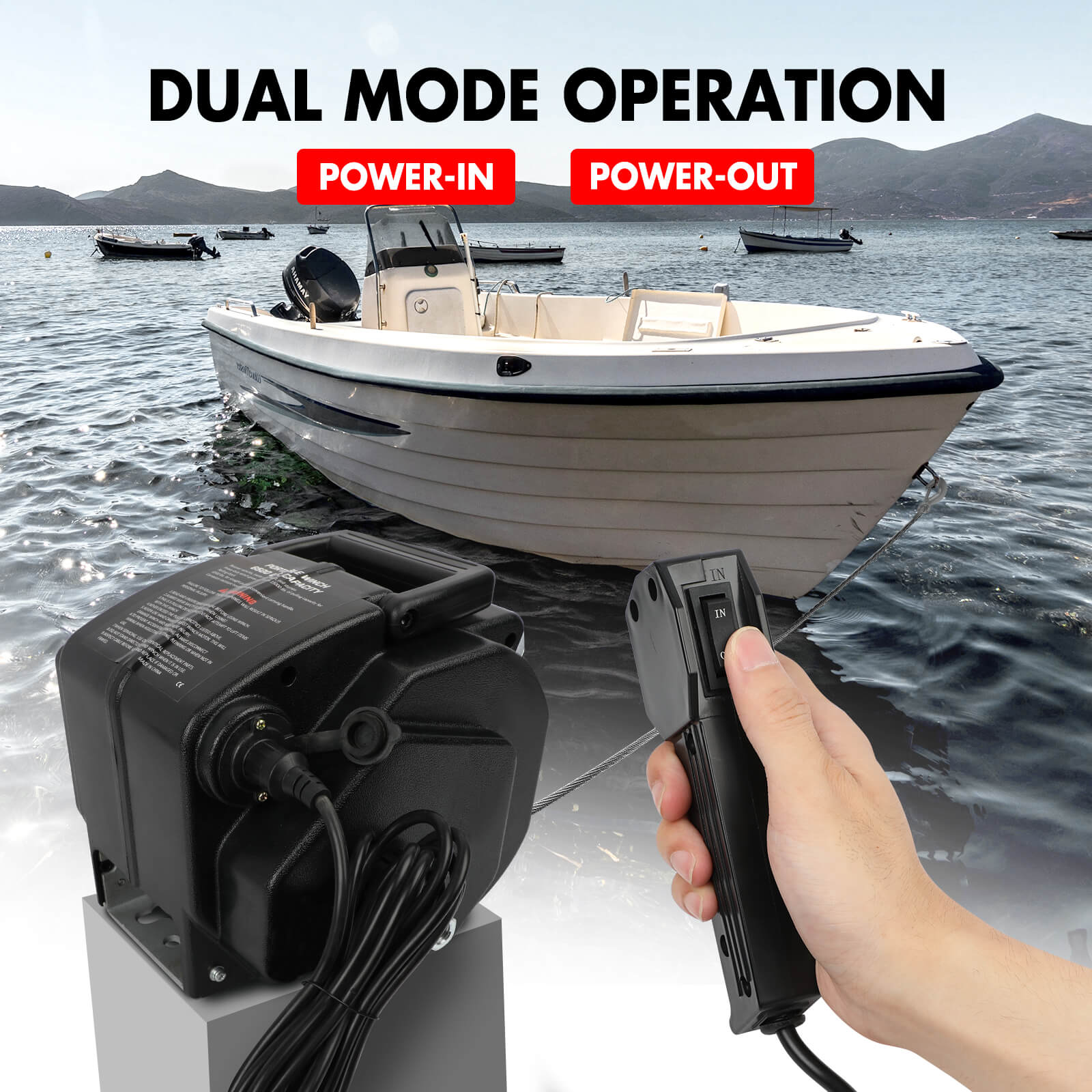 X-BULL Electric Boat Winch 12V 6500LBS Portable Detachable Steel Cable Marine Ship 3000KG 4WD 7