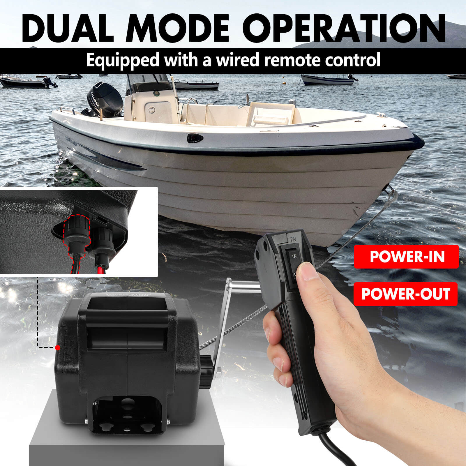 X-BULL 5000LBS Electric Boat Winch 12V Portable Detachable Marine Ship Trailer Winch 4