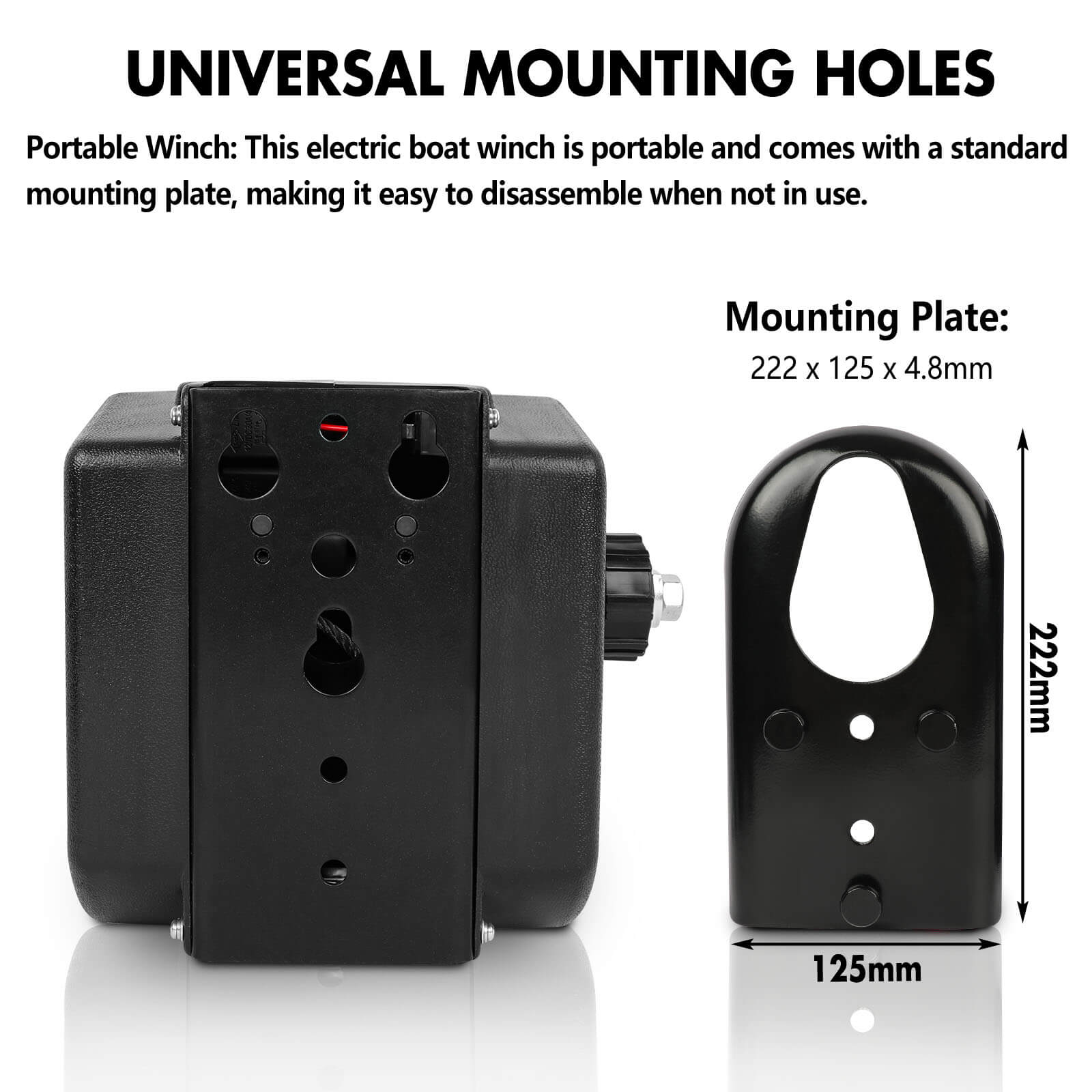 X-BULL 5000LBS Electric Boat Winch 12V Portable Detachable Marine Ship Trailer Winch 8