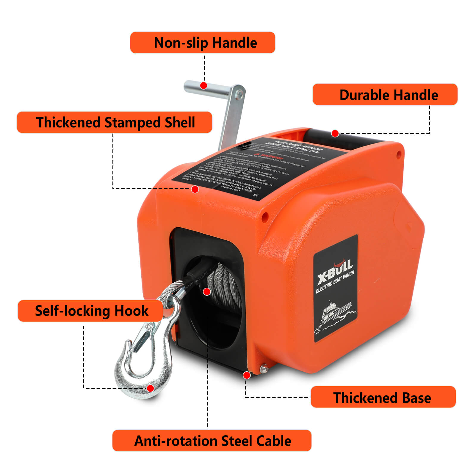 X-BULL 12V Electric Boat Winch 5000LBS Portable Wireless Remote Trailer Winch Steel Cable 5