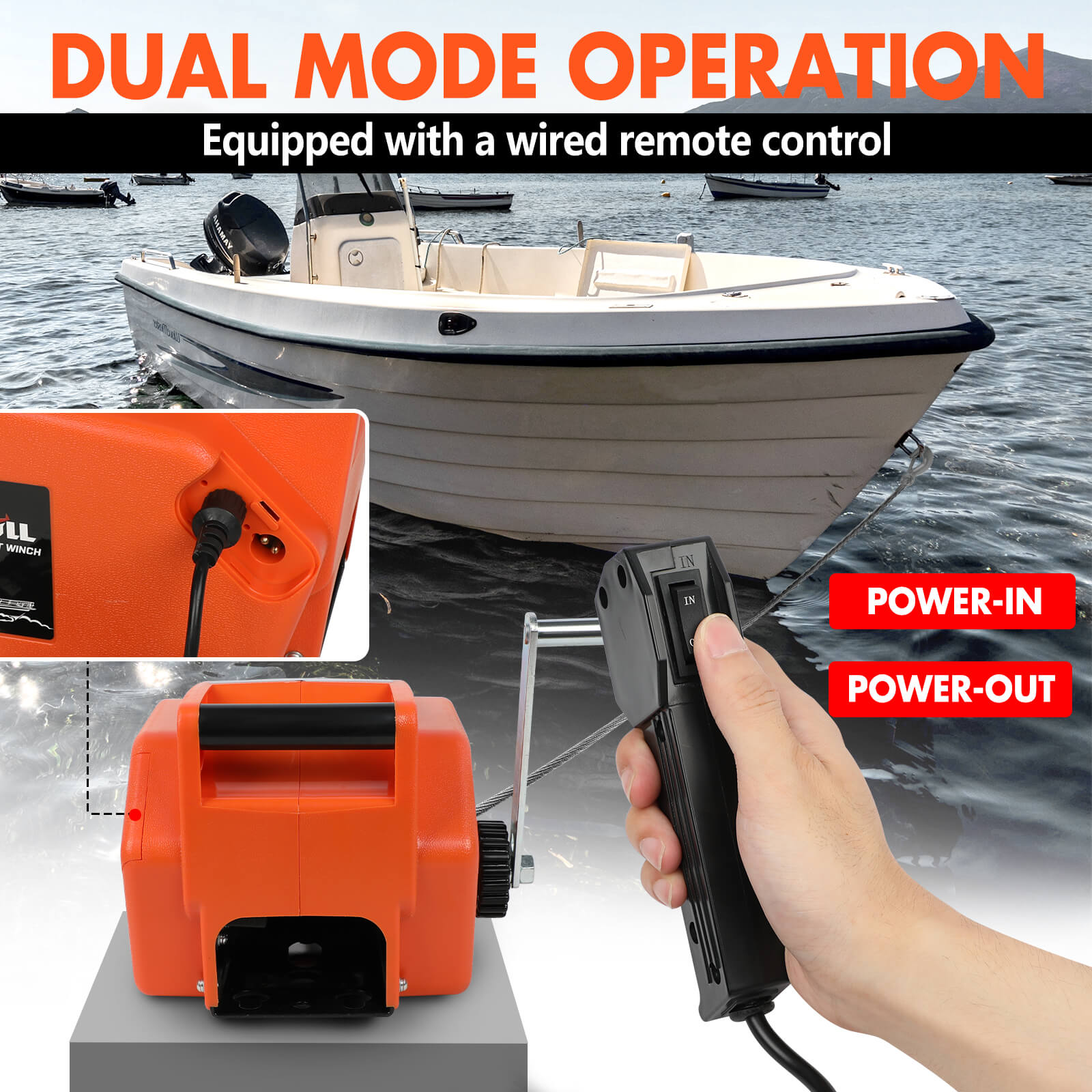 X-BULL 12V Electric Boat Winch 5000LBS Portable Wireless Remote Trailer Winch Steel Cable 6