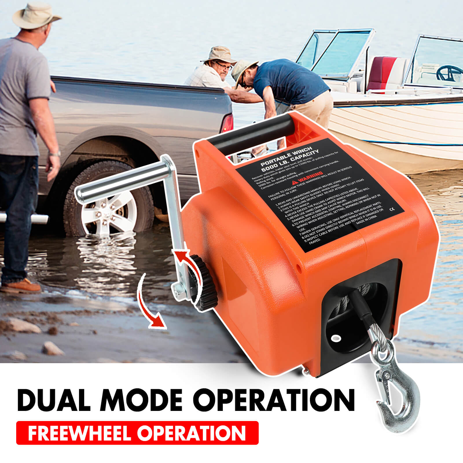 X-BULL 12V Electric Boat Winch 5000LBS Portable Wireless Remote Trailer Winch Steel Cable 7