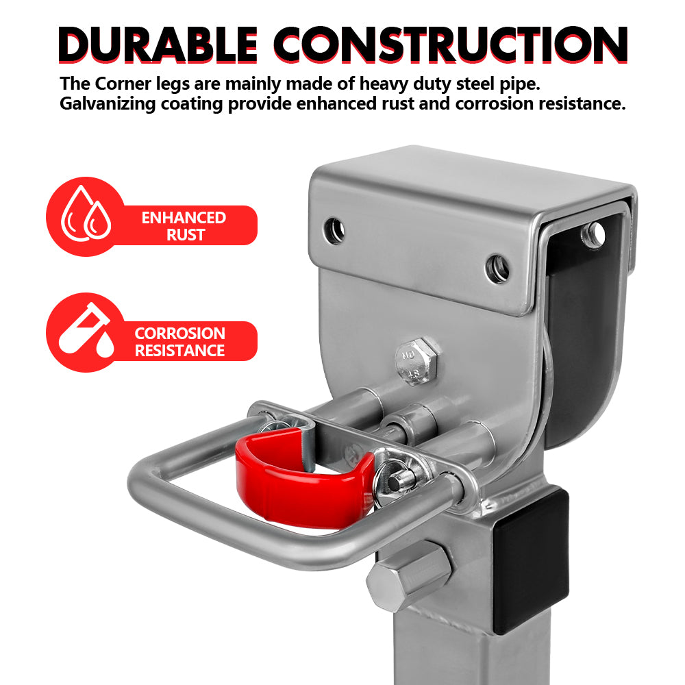 X-BULL 4x 440mm Drop Down Corner Legs Steadies Handle Steel Foot Caravan Trailer Silver 3