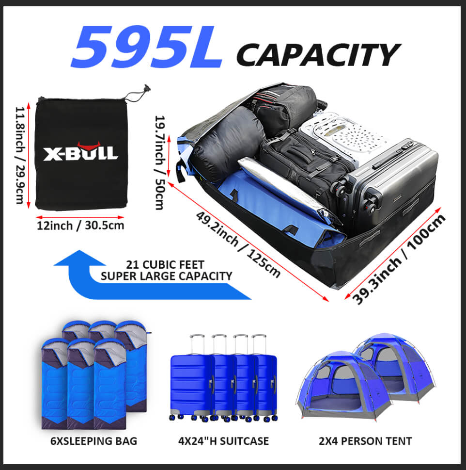X-BULL Waterproof Car Roof Cargo Bag 595L Top Rack Carrier Luggage Storage Cube 3