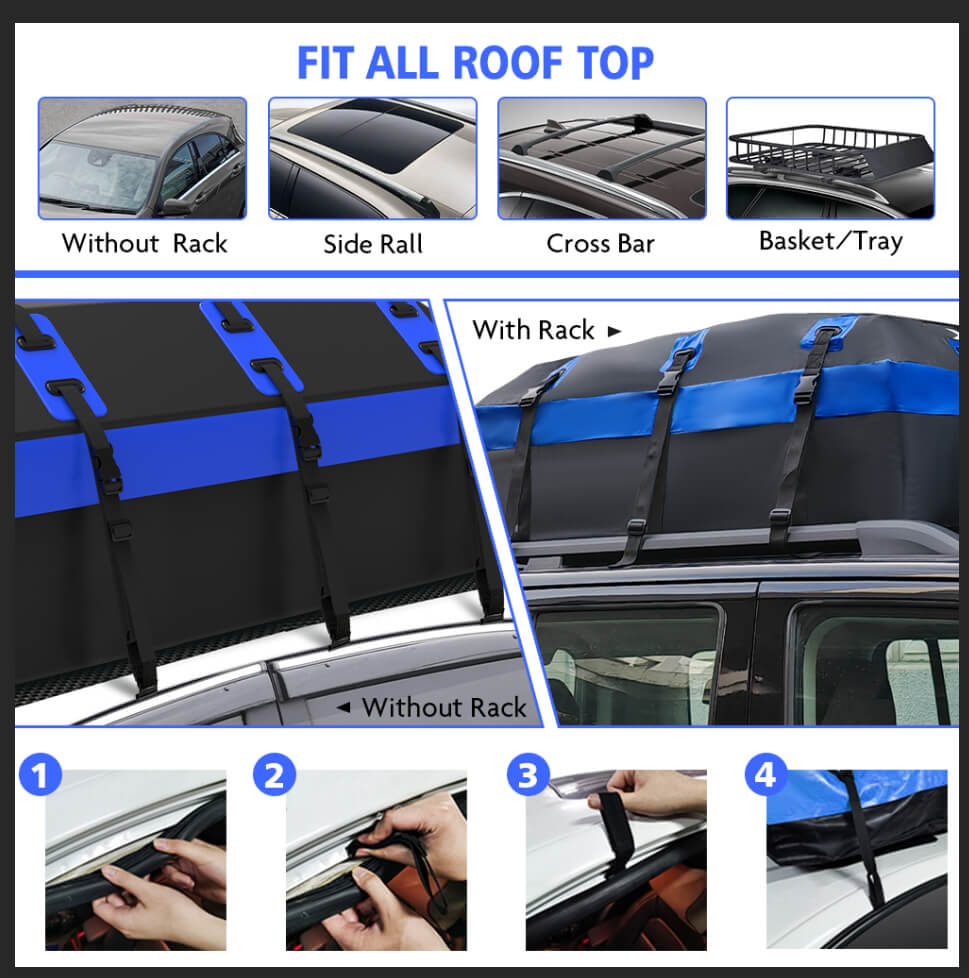 X-BULL Waterproof Car Roof Cargo Bag 595L Top Rack Carrier Luggage Storage Cube 7