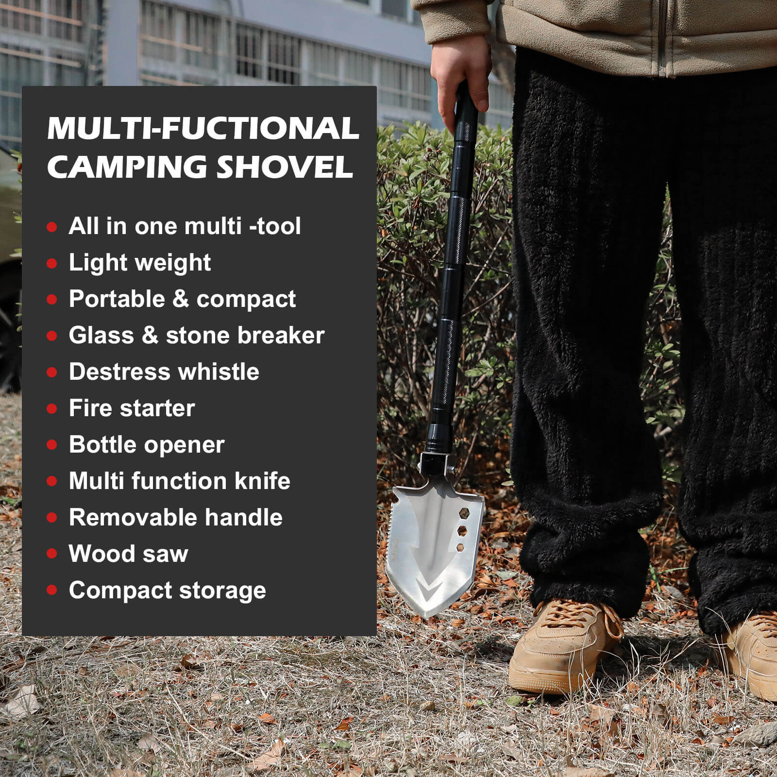 X-BULL Folding Shovel Outdoor Camping Survival Tools Multifunction Military 7