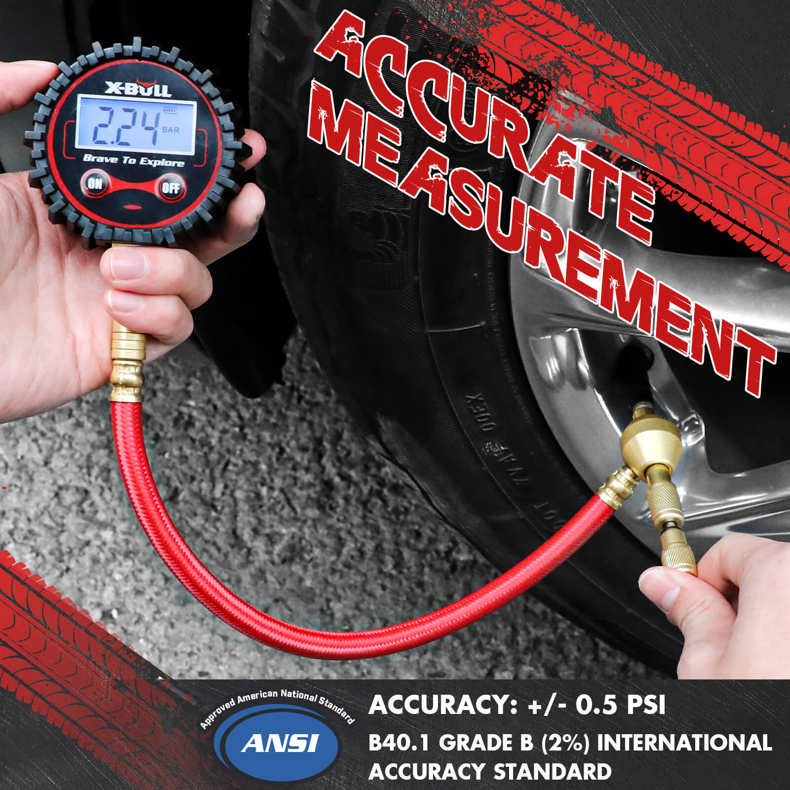 X-BULL Digital tire pressure gauge 250PSI Tyre Air Pressure Car Motorcycle LED 3