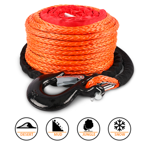 ZESUPER Winch Rope 9.5MM X 30M Dyneema SK75 Hook Synthetic Car Tow Recovery Cable Hook 6