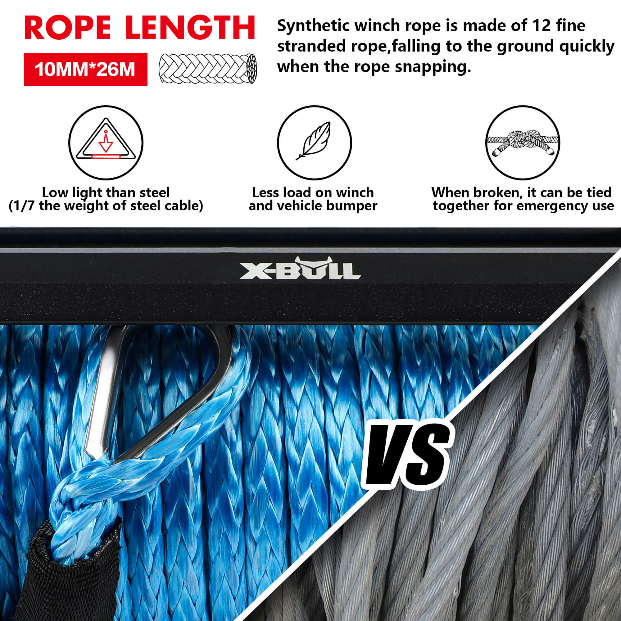 X-BULL Electric Winch 12V 12000LBS Synthetic Rope Wireless remote 4WD 4X4 Car Trailer 6