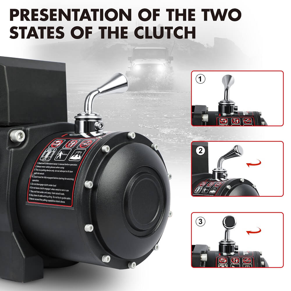 X-BULL 4x4 Electric Winch 12V 12000LBS synthetic rope 4WD Car with winch mounting plate 9