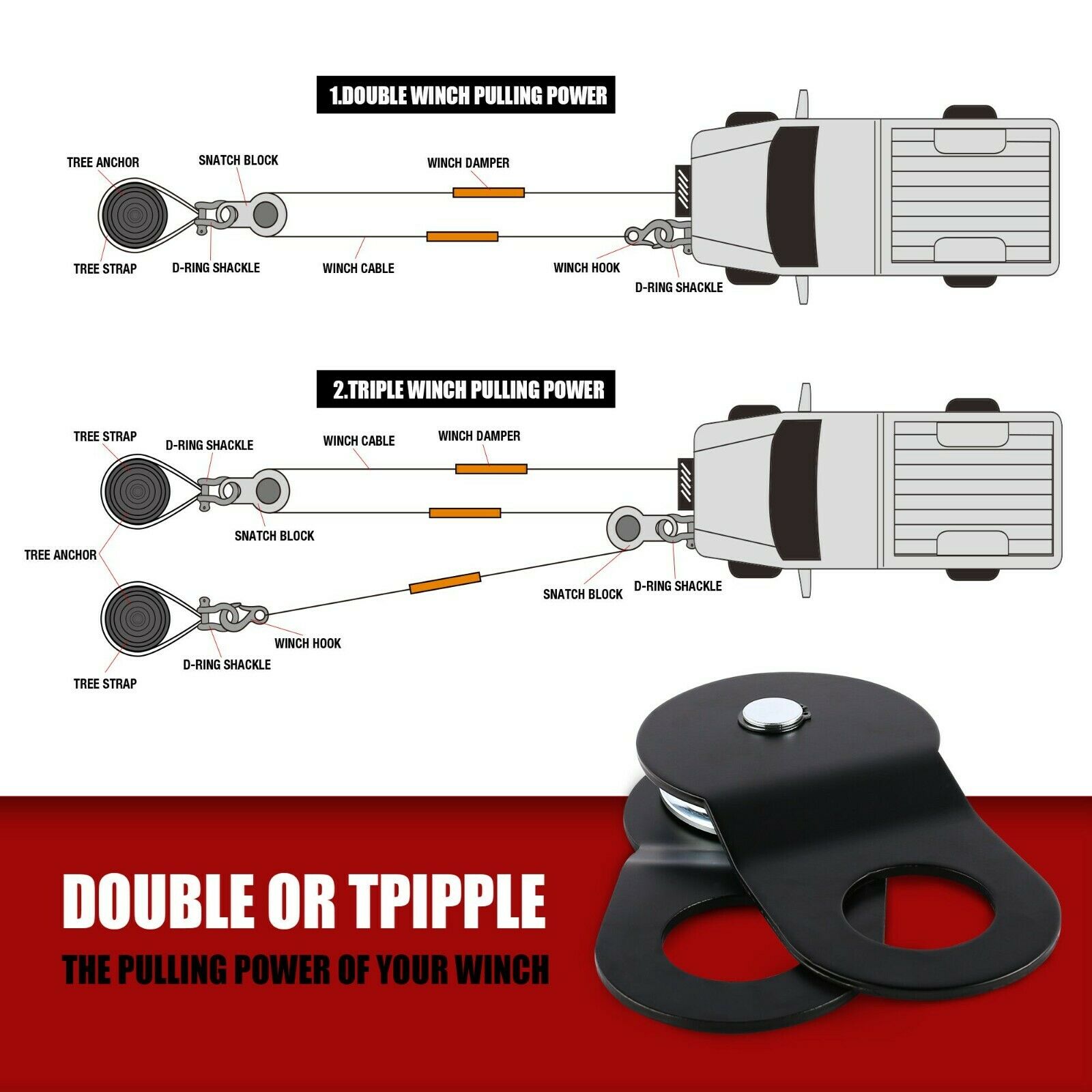 X-BULL Winch Recovery Kit Recovery tracks /Snatch Strap Off Road 4WD 8