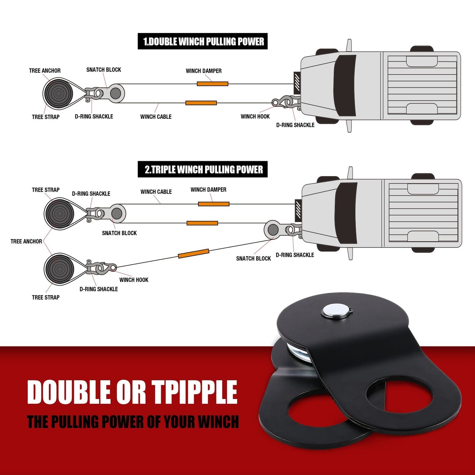 X-BULL 4WD Recovery Kit Snatch Strap / Recovery Tracks Gen3.0/ Mounting pins 5