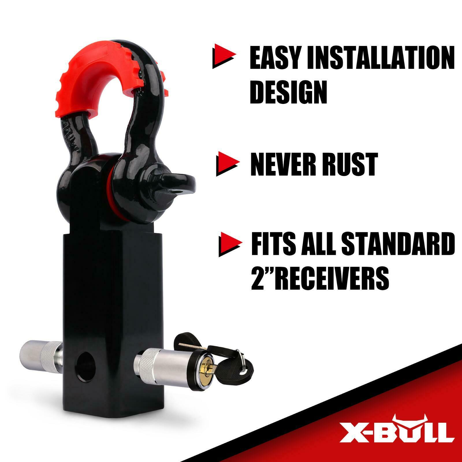 X-BULL Hitch Receiver 5T Recovery Receiver with Bow Shackle Tow Bar Off Road 4WD 7