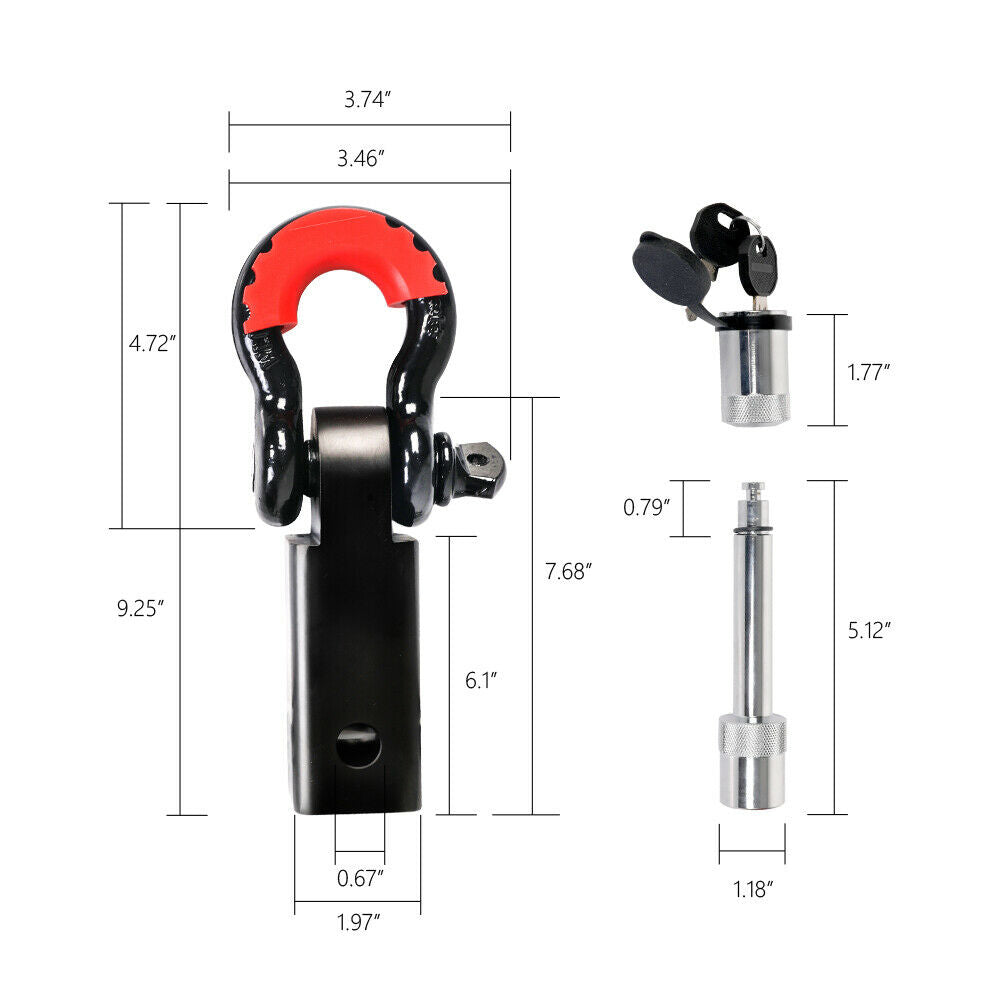X-BULL Hitch Receiver 5T Recovery Receiver with Bow Shackle Tow Bar Off Road 4WD 3